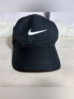 Nike Black Baseball Hat with White Swoosh